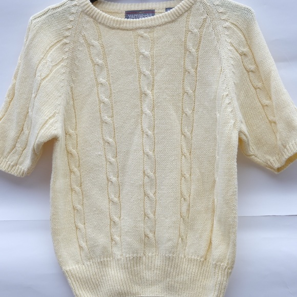 Yarnworks Sweater True Vintage Ramie Cotton Mid Knit Short Sleeve Crewneck EUC S - Picture 3 of 4